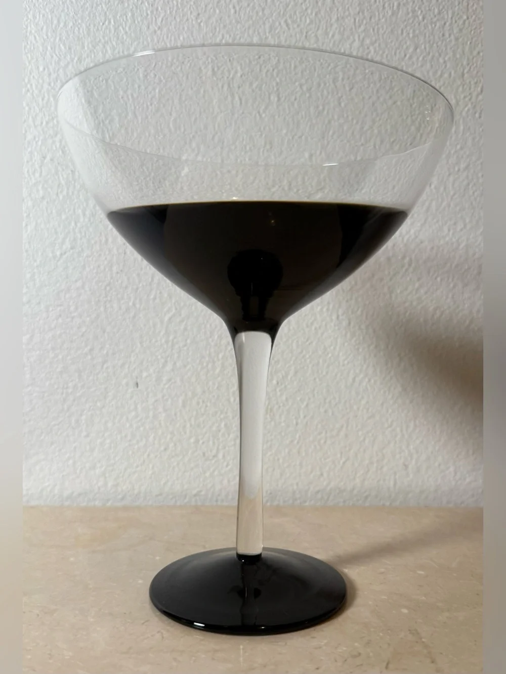 Pier 1 Elemental Black To Clear 7” Martini Cocktail Glass. 12oz